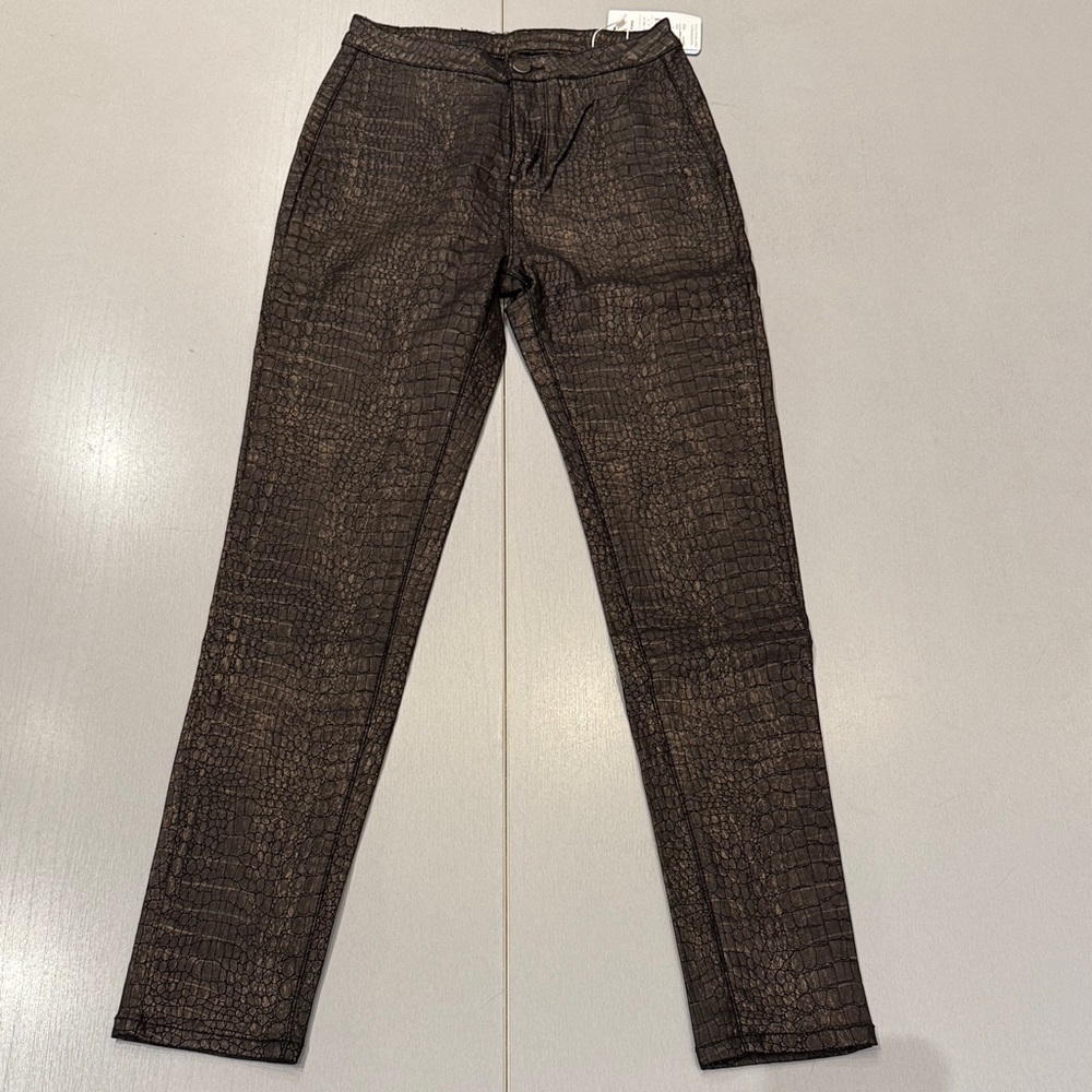 Black & Brown Skinny Crocodile Print Pants